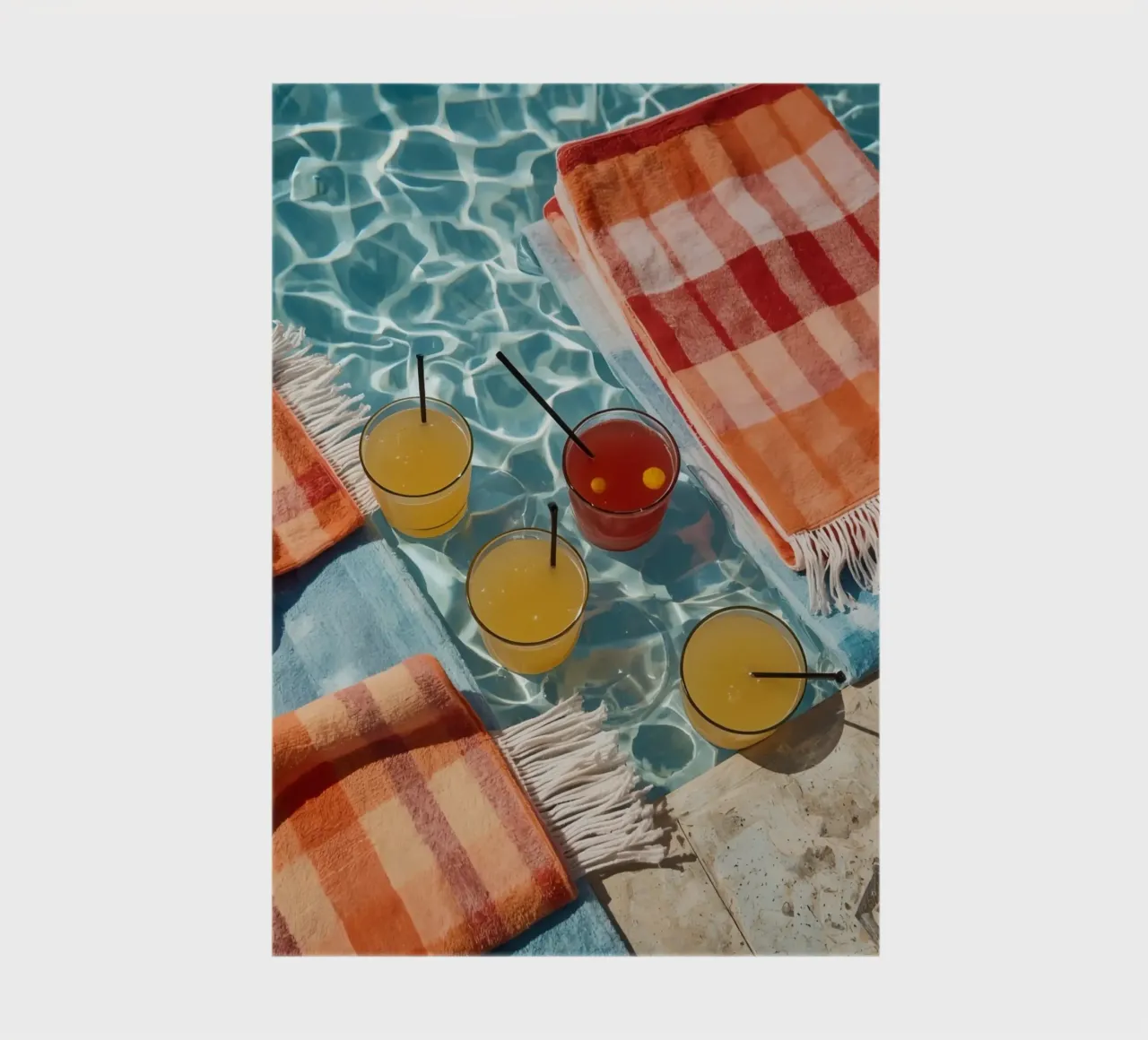 Four Cocktails and Towels Floating in Swimming Pool notebook by DesignDoodle