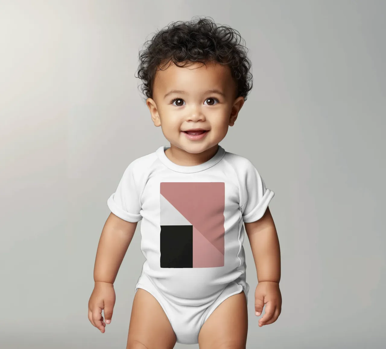 Forme geometriche in rosa, bianco e nero body neonato maniche corte da DesignDoodle