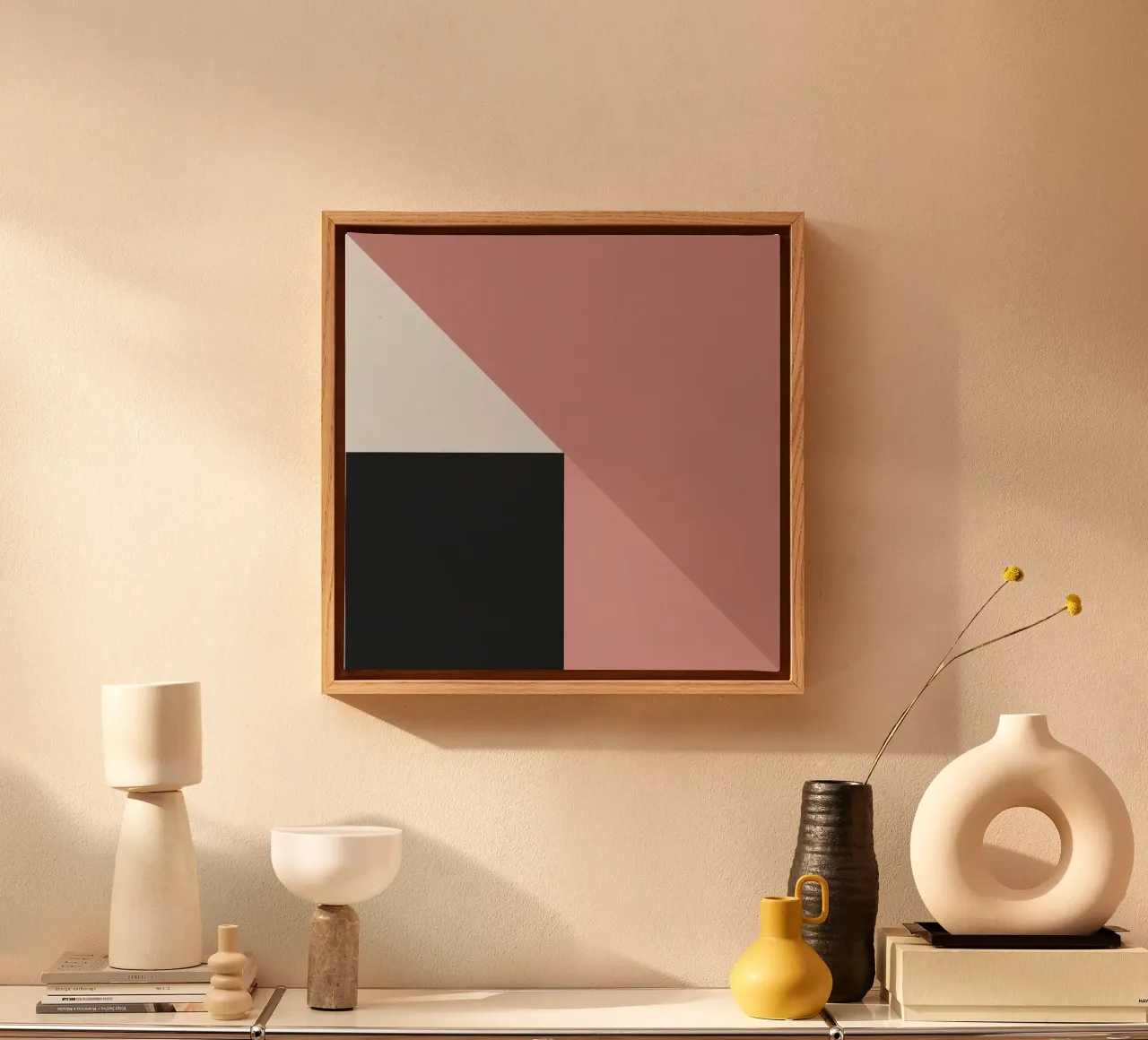 Forme geometriche in rosa, bianco e nero tela con Cornice a cassetta da DesignDoodle