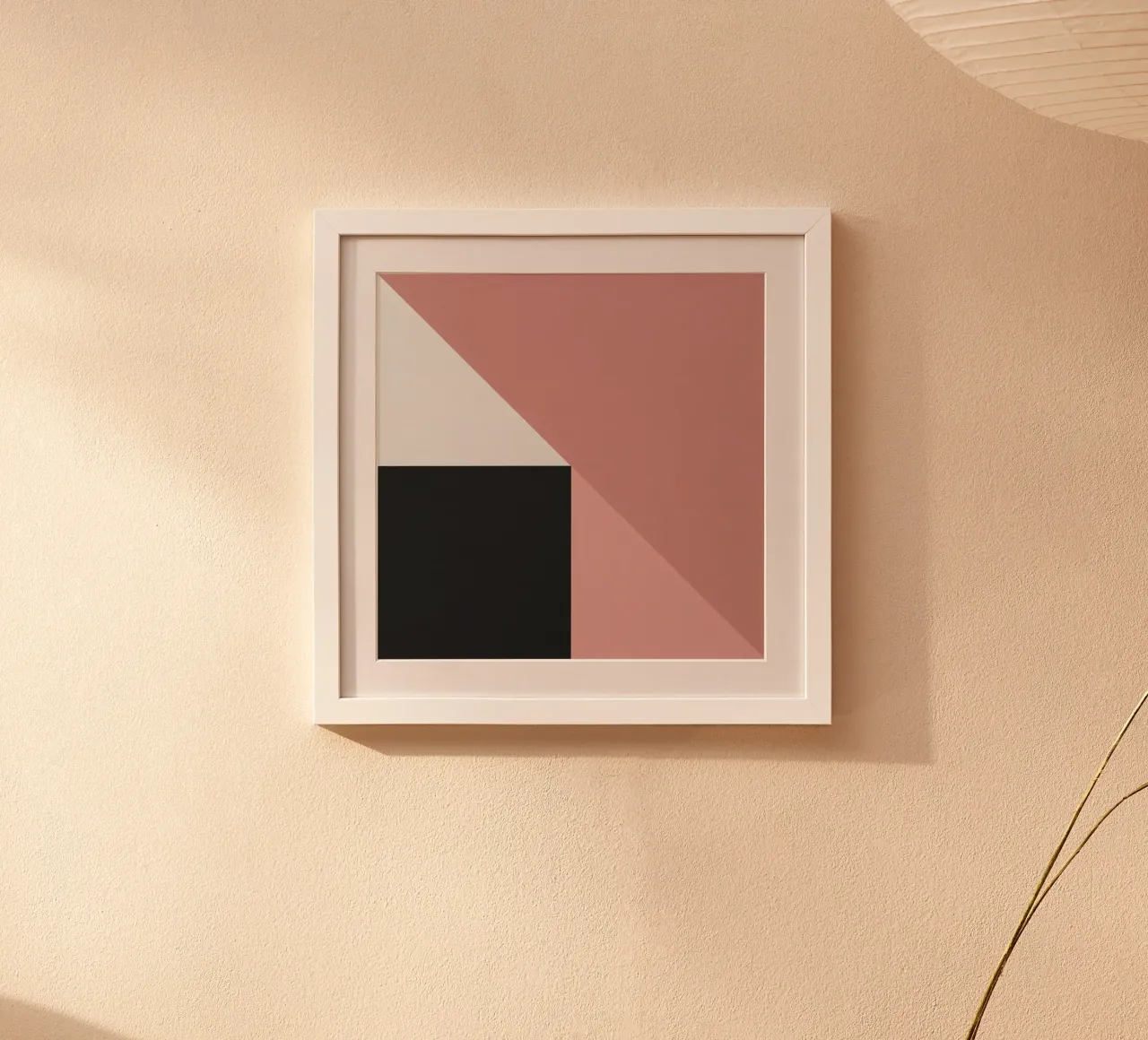 Forme geometriche in rosa, bianco e nero poster con telaio in alluminio da DesignDoodle