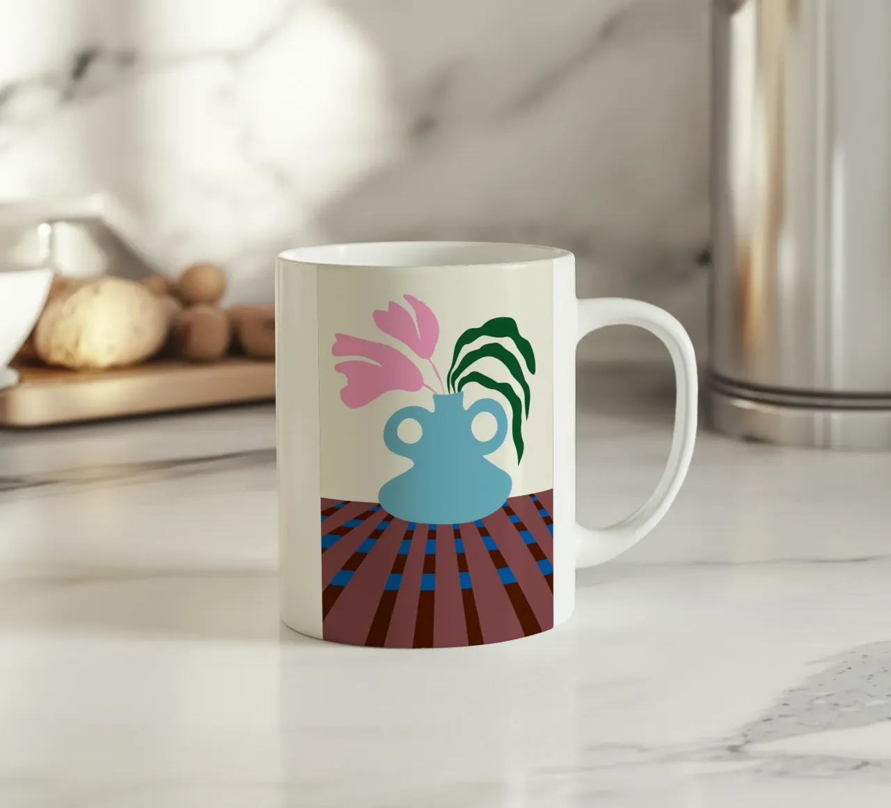 Fiori su argilla tazza in ceramica da Miho Art Studio