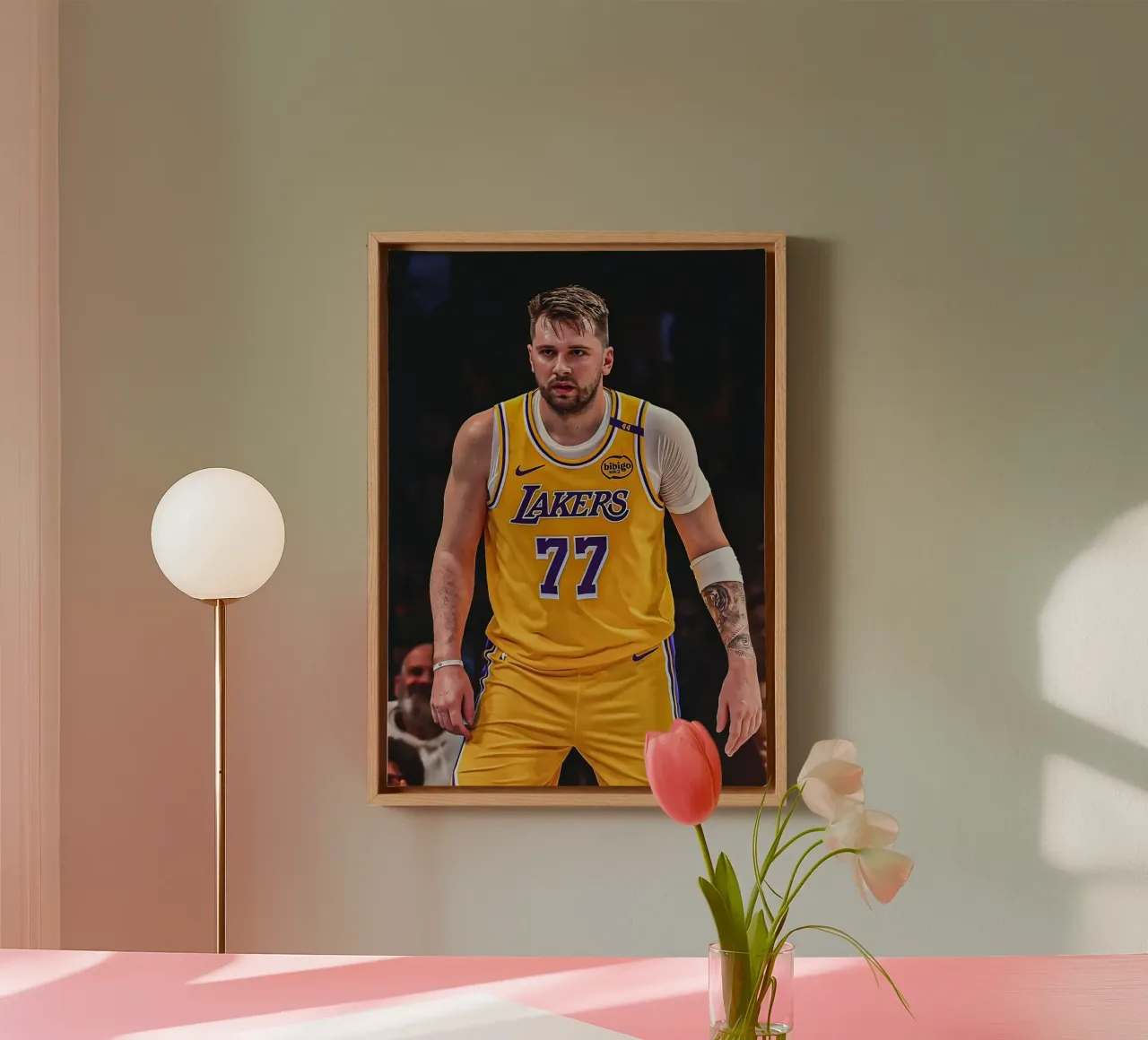 Luka Dončić canvas met Baklijst van Low poly art