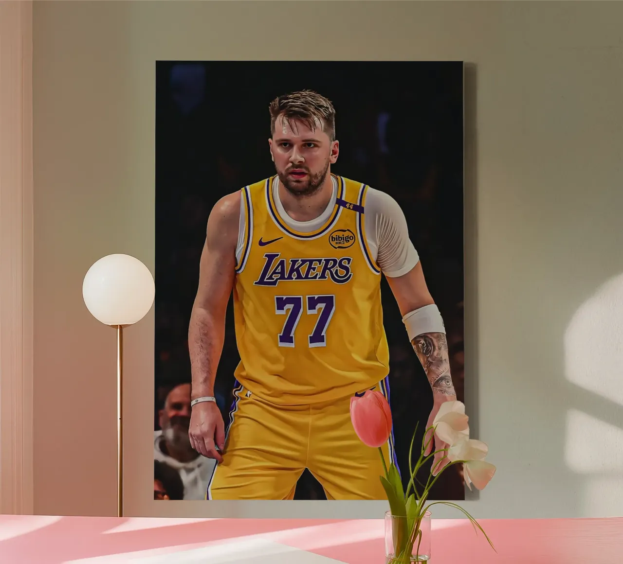Luka Dončić canvas met Baklijst van Low poly art