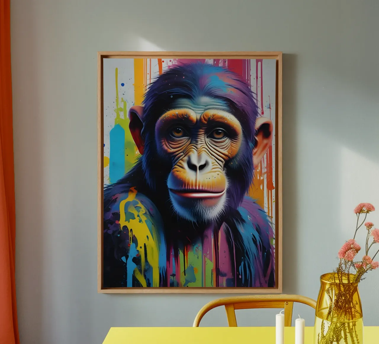 Monkey graffiti art tela con Cornice a cassetta da MakArena