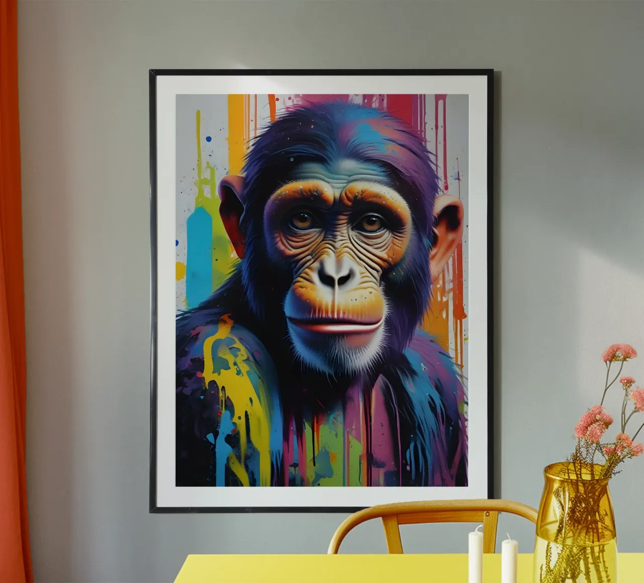 Monkey graffiti art poster con telaio in legno da MakArena