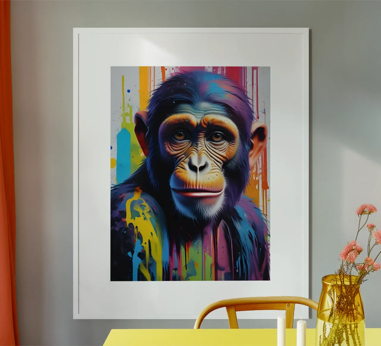 Monkey graffiti art poster con telaio in legno da MakArena