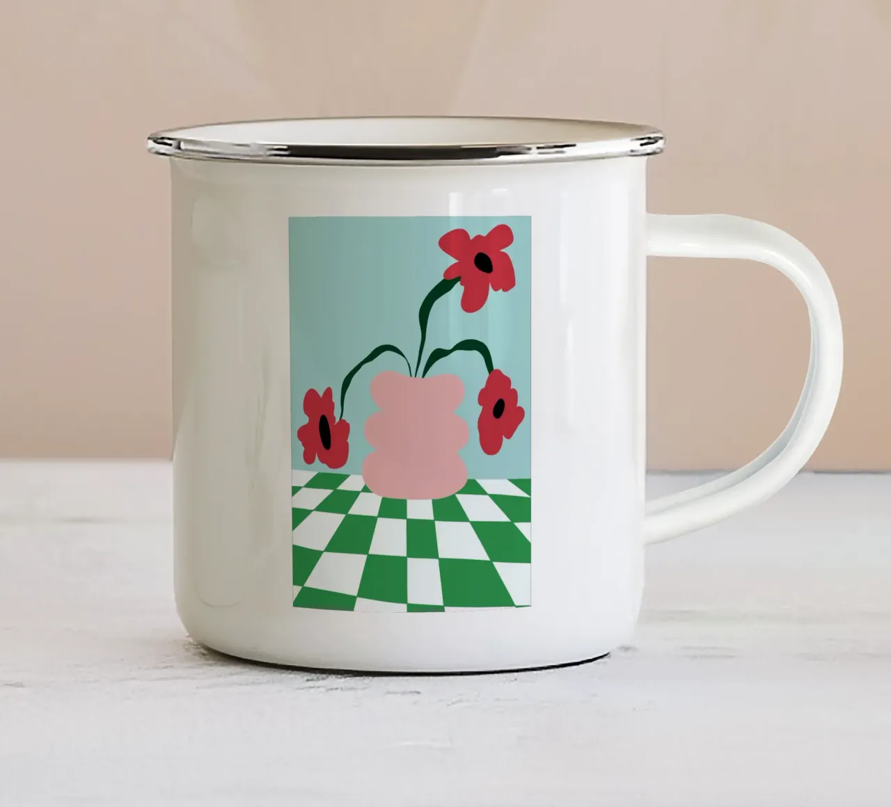 Fiori su argilla tazza in smalto da Miho Art Studio