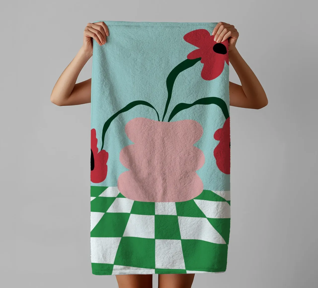 Fiori su argilla asciugamano da bagno da Miho Art Studio