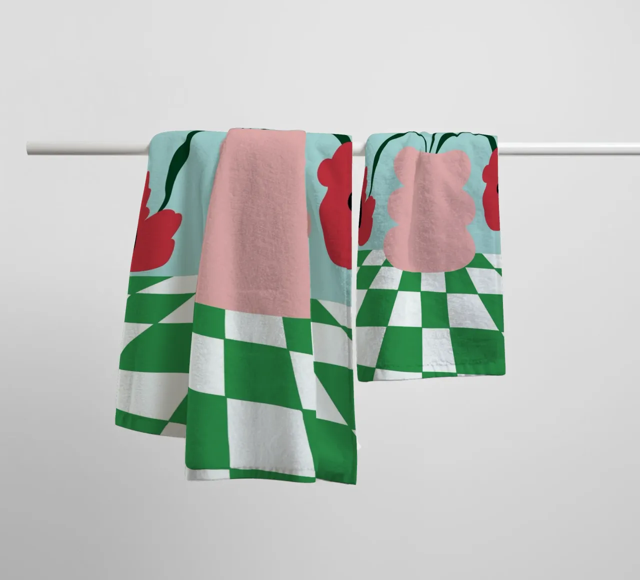 Fiori su argilla asciugamano da bagno da Miho Art Studio
