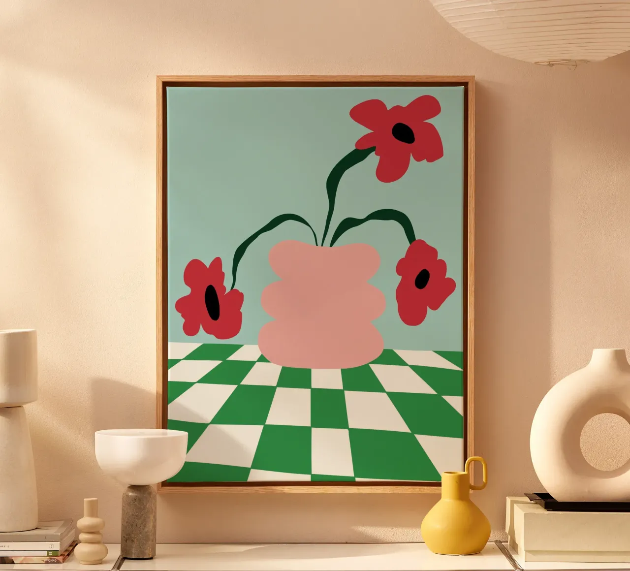 Fiori su argilla tela con Cornice a cassetta da Miho Art Studio