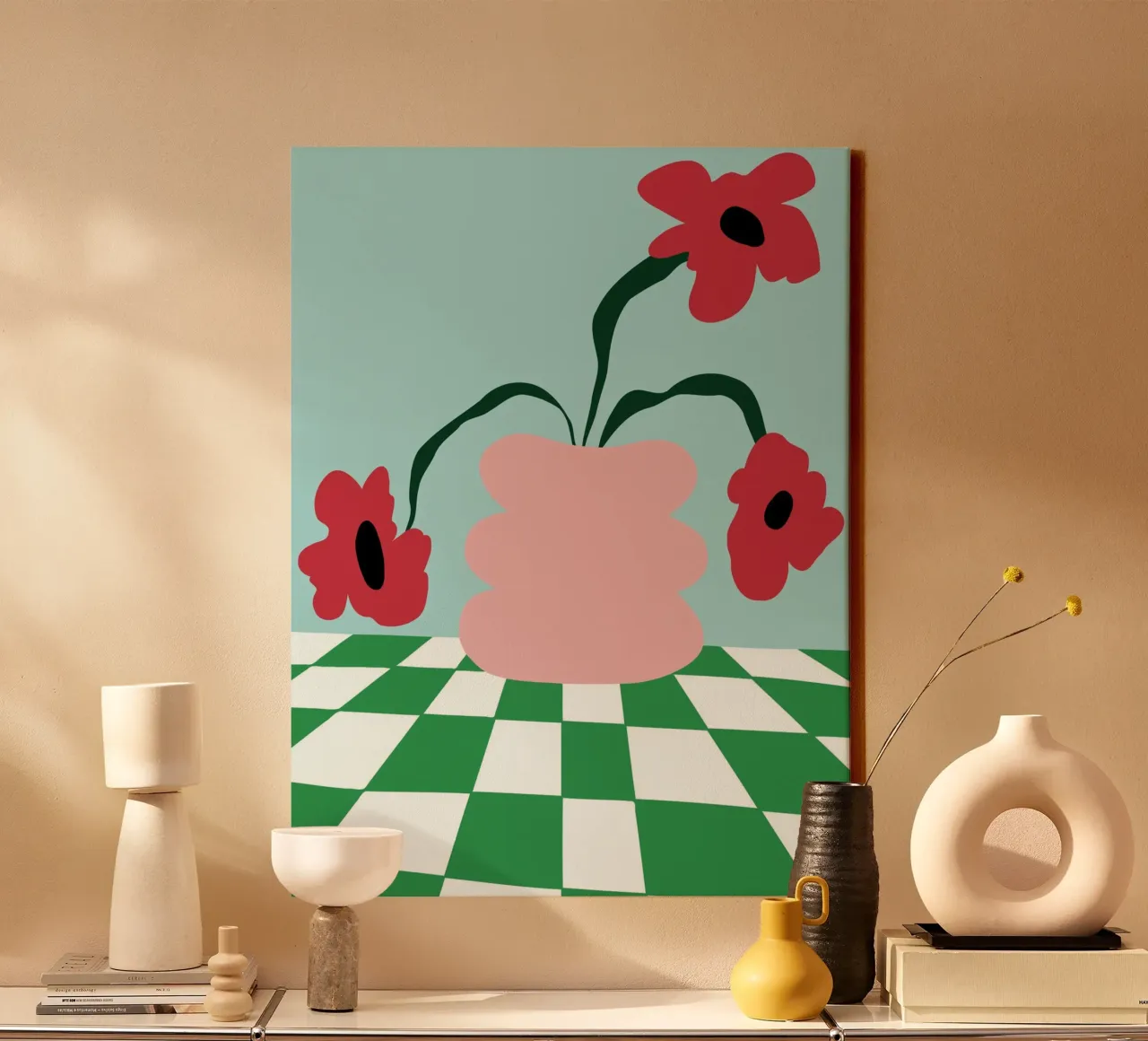 Fiori su argilla tela con Cornice a cassetta da Miho Art Studio