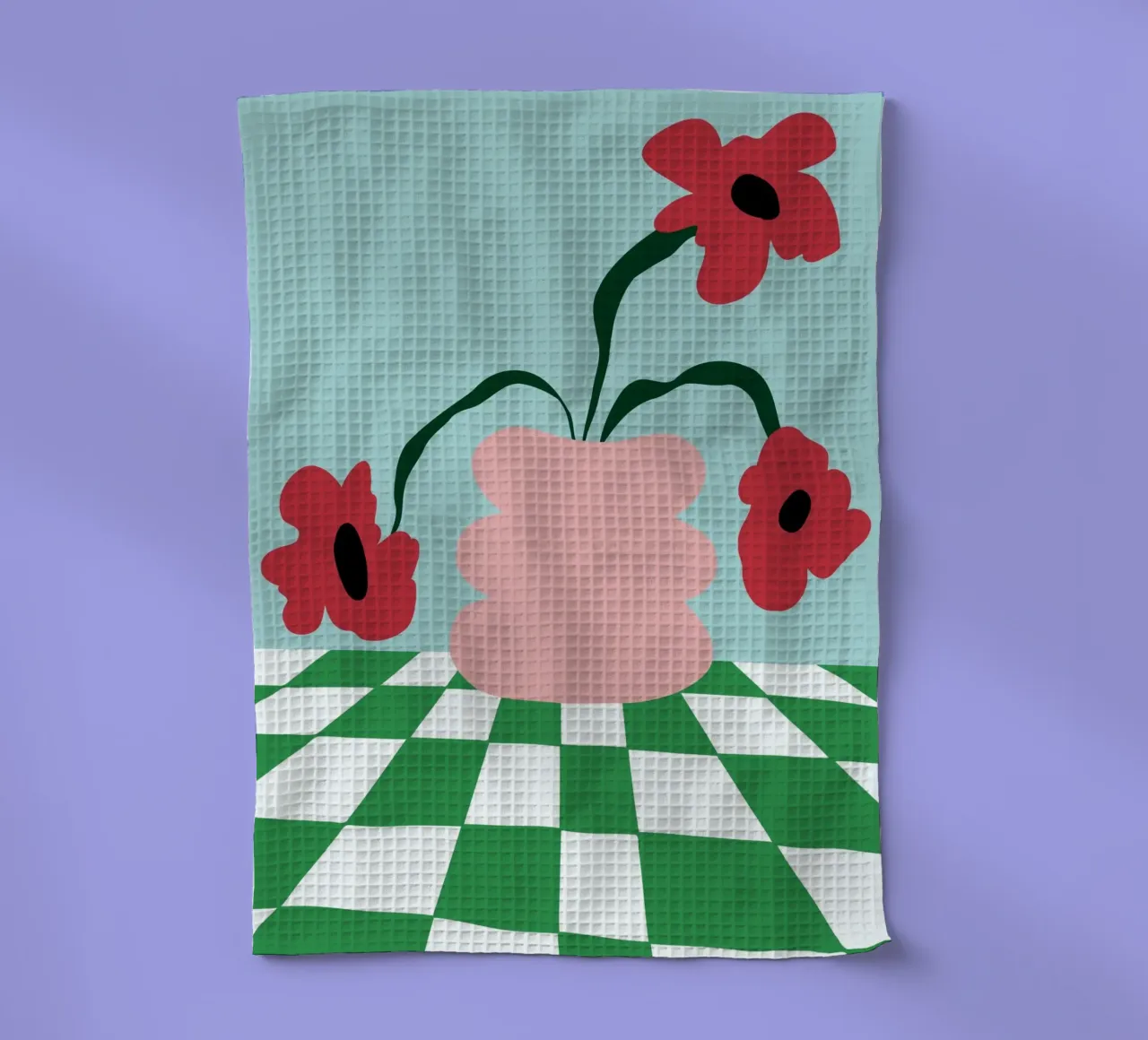 Fiori su argilla canovaccio da cucina da Miho Art Studio