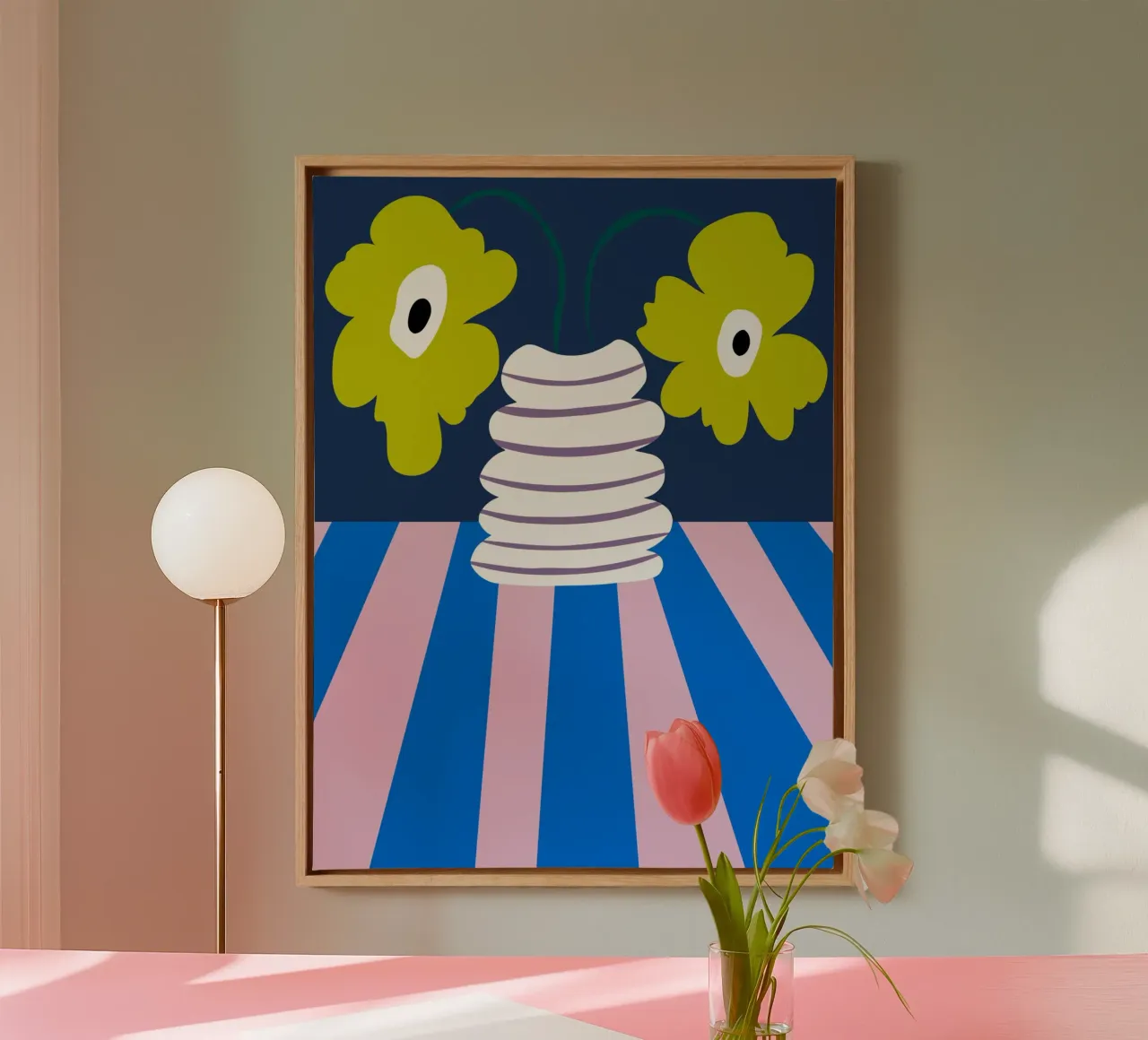Color burst clay canvas with Floater frame by Miho Art Studio