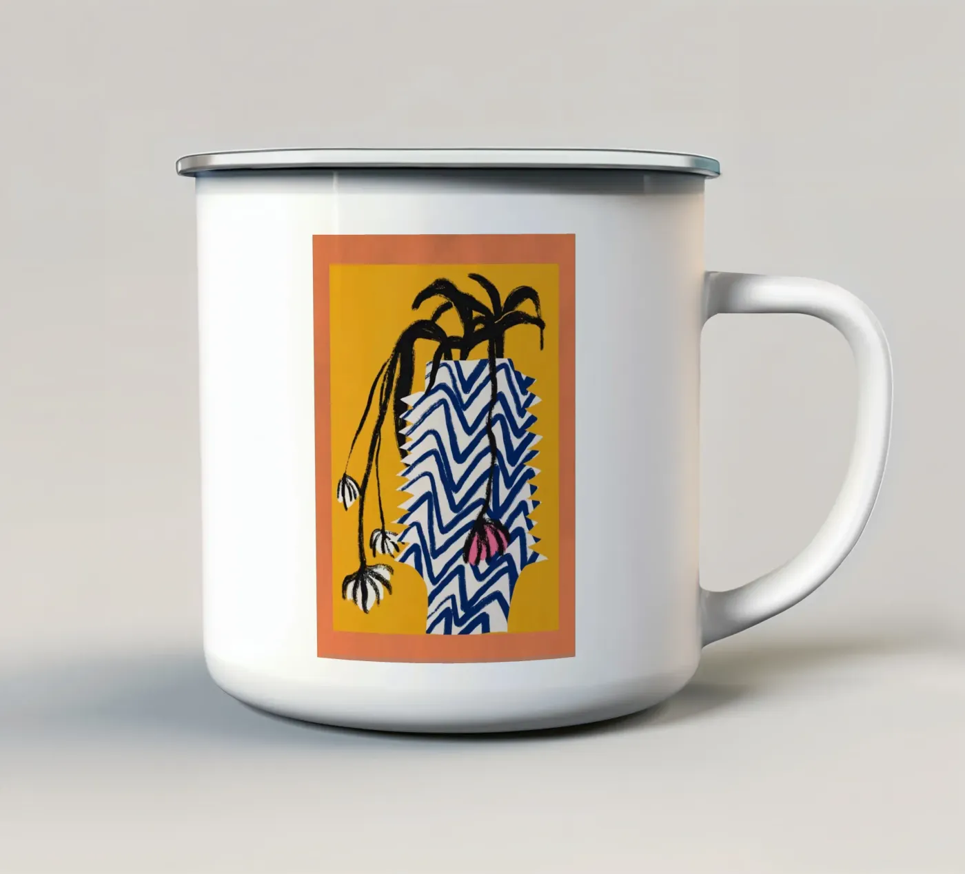 Patterned vase enamel mug by Little Dean