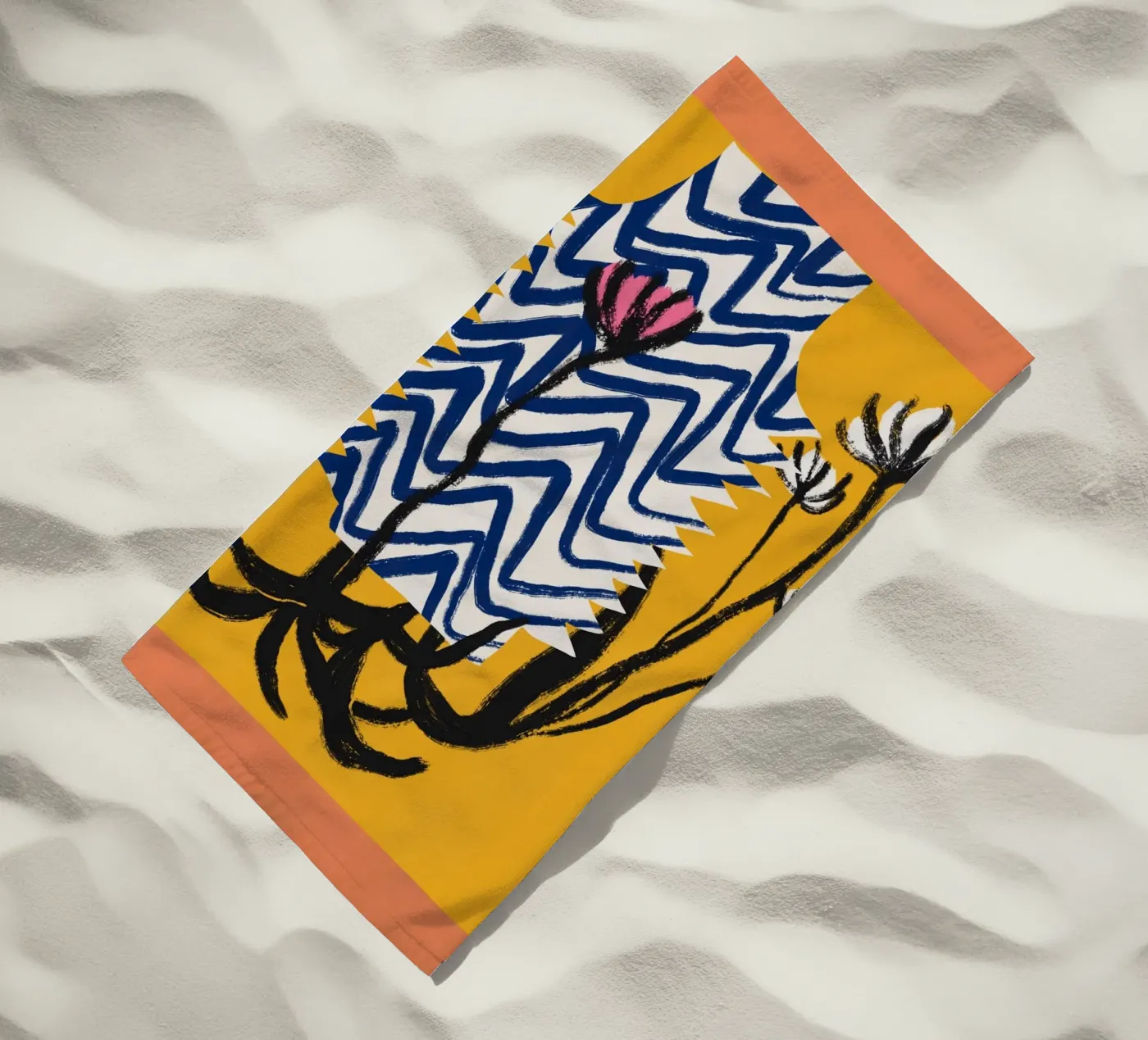 Patterned vase beach towel by Little Dean