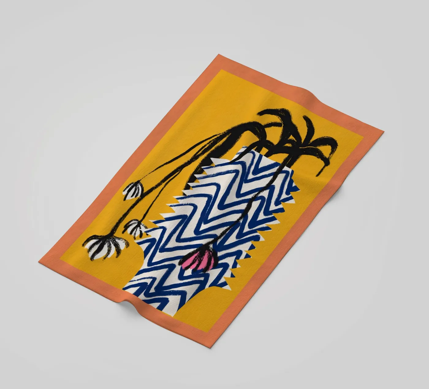 Patterned vase beach towel by Little Dean