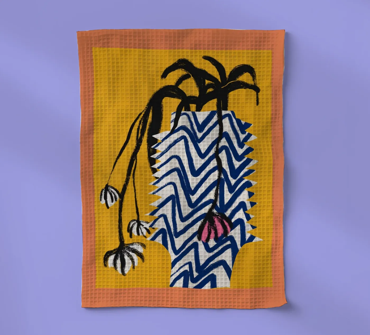 Patterned vase tea towel by Little Dean