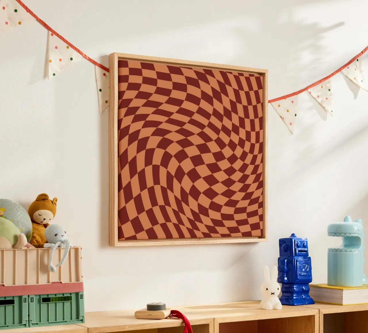 Golvende checker 12 canvas met Baklijst van Little Dean