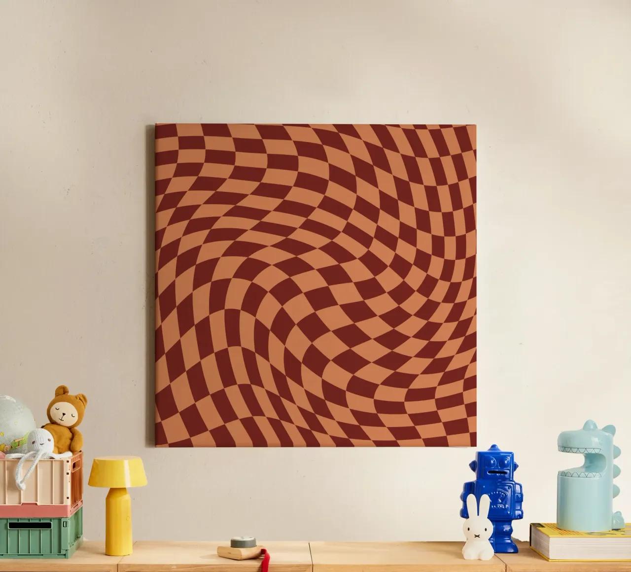 Golvende checker 12 canvas met Baklijst van Little Dean
