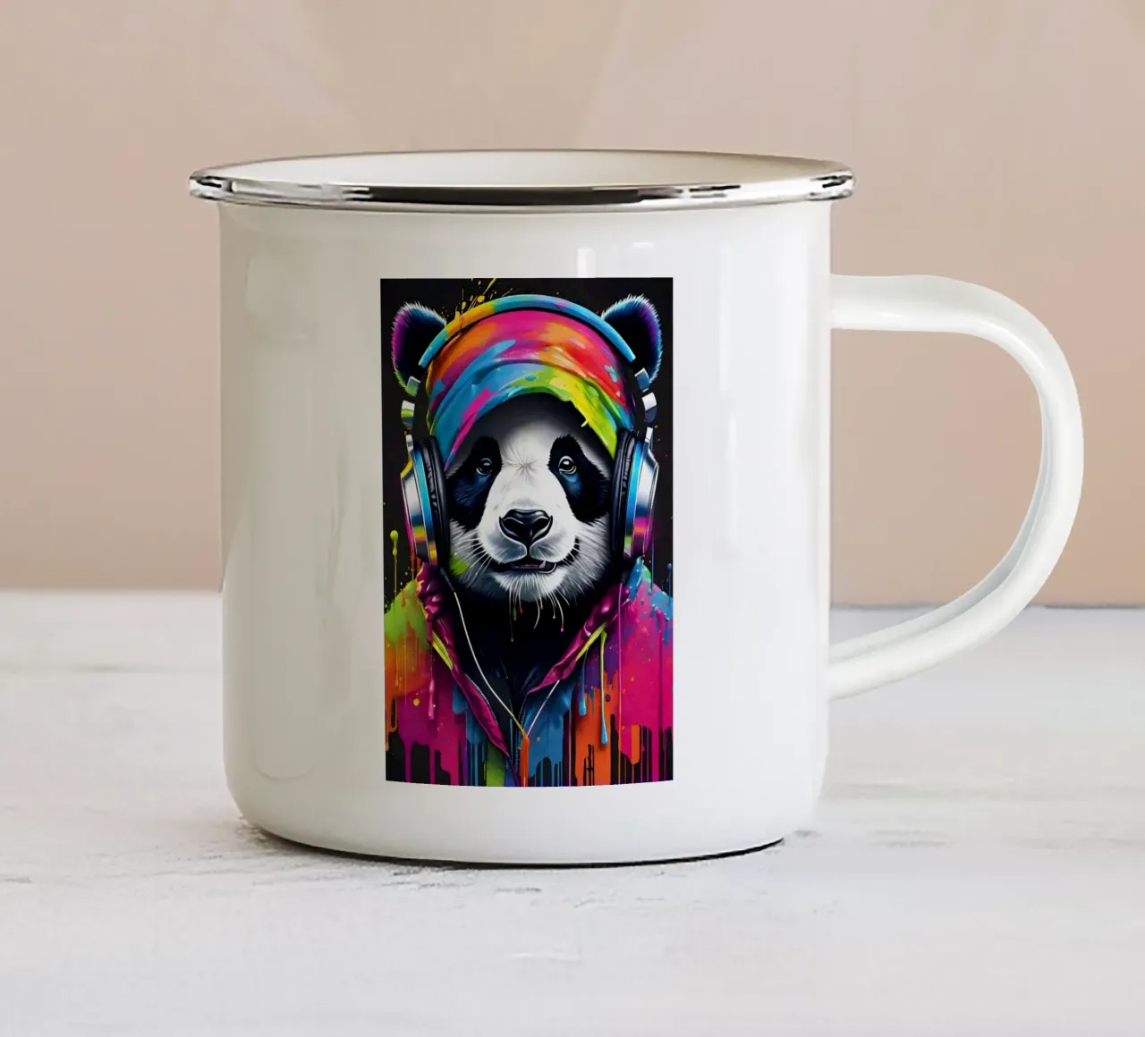 Panda meloman art tazza in smalto da MakArena