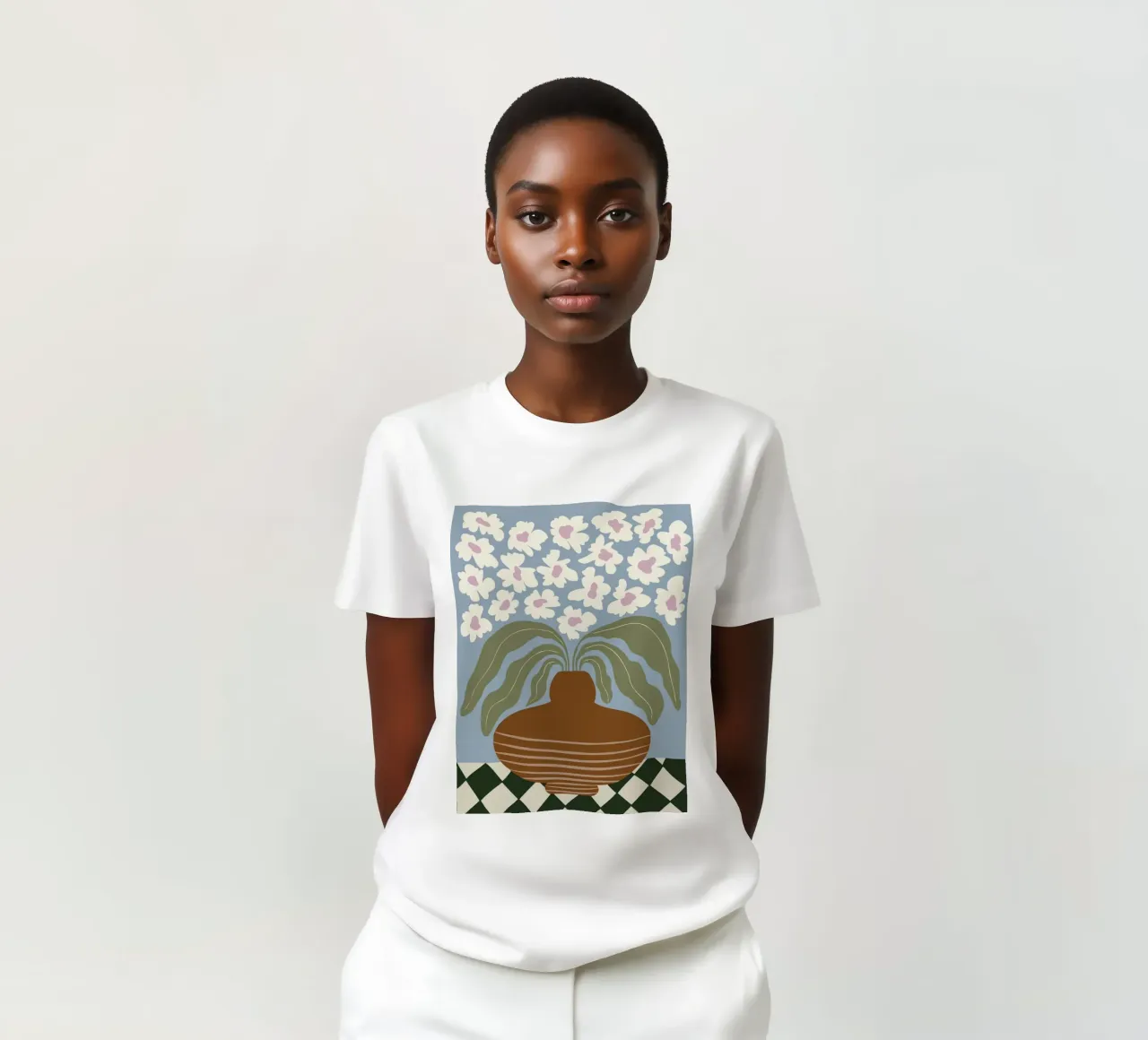 Argilla e fiori retrò t-shirt da Miho Art Studio