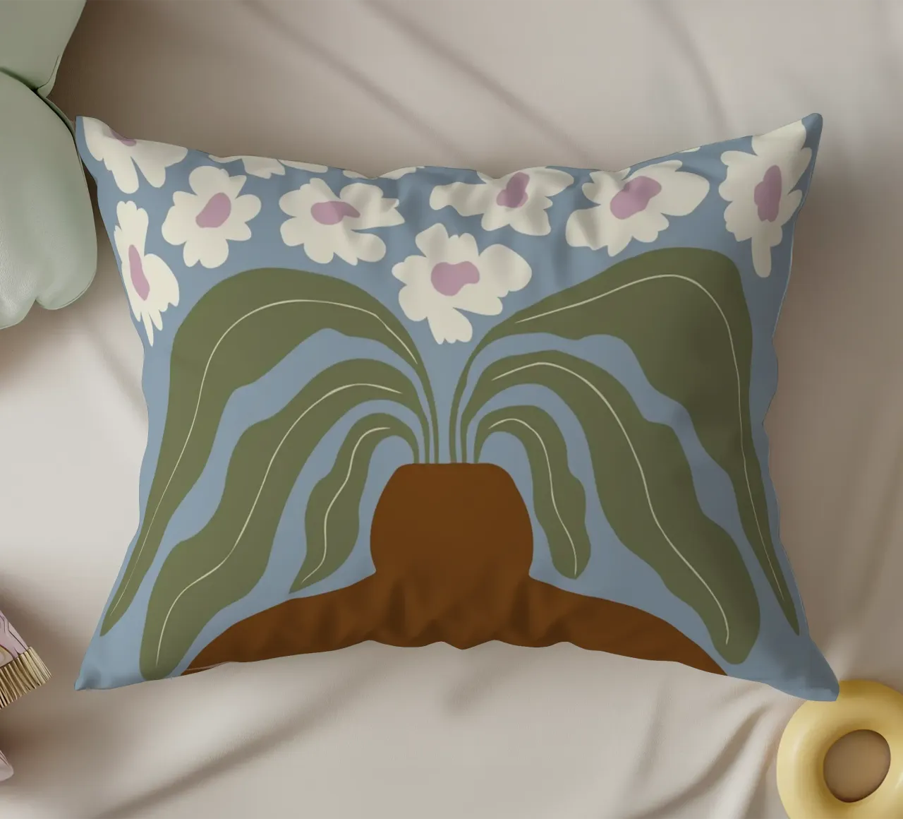 Argilla e fiori retrò cuscino da Miho Art Studio