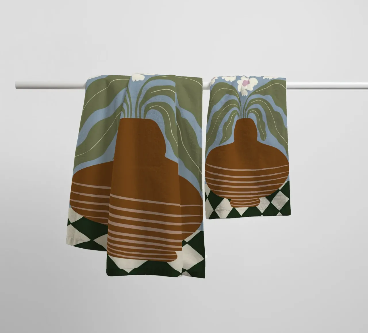 Argilla e fiori retrò asciugamano da bagno da Miho Art Studio