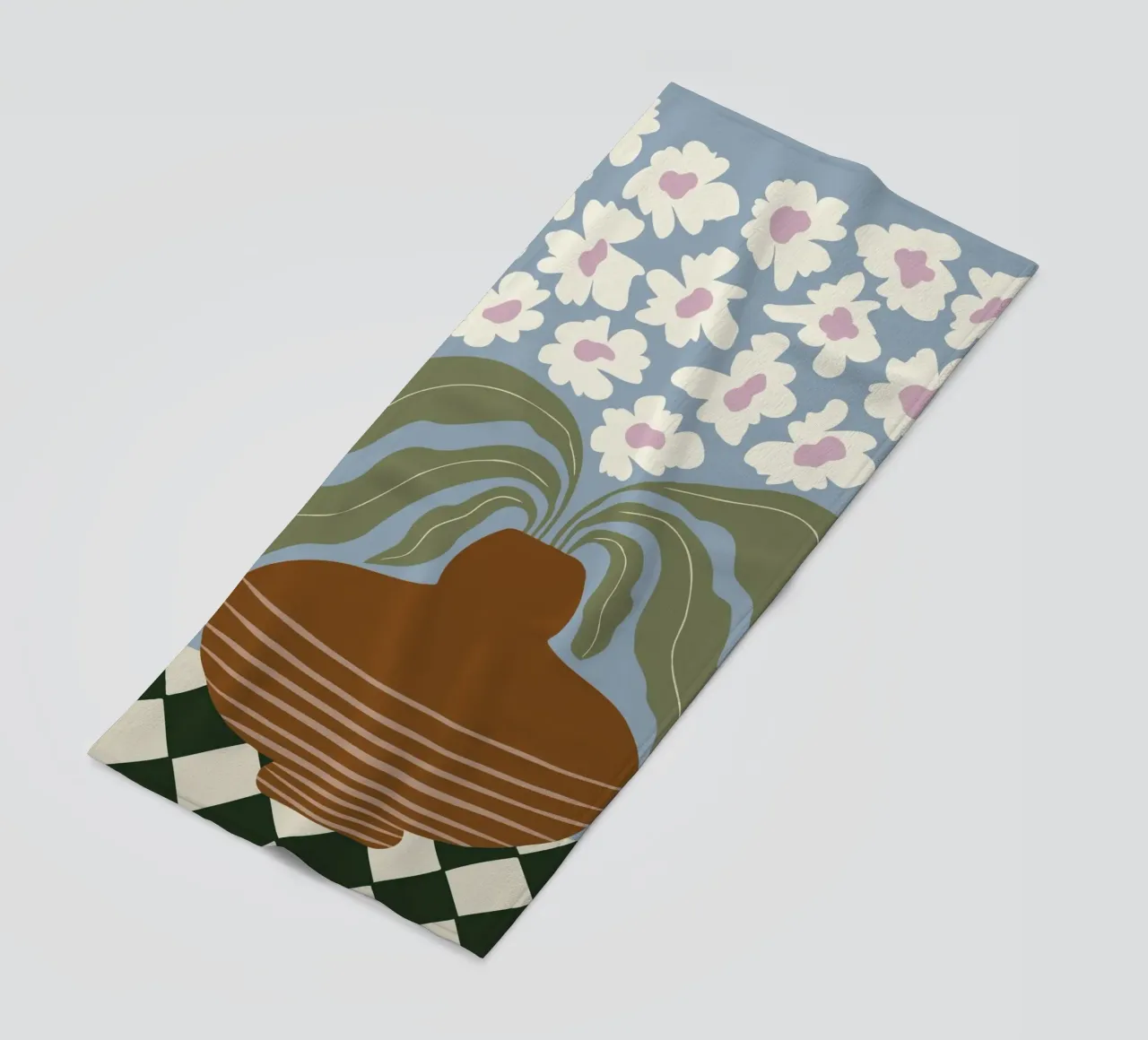 Argilla e fiori retrò telo mare da Miho Art Studio