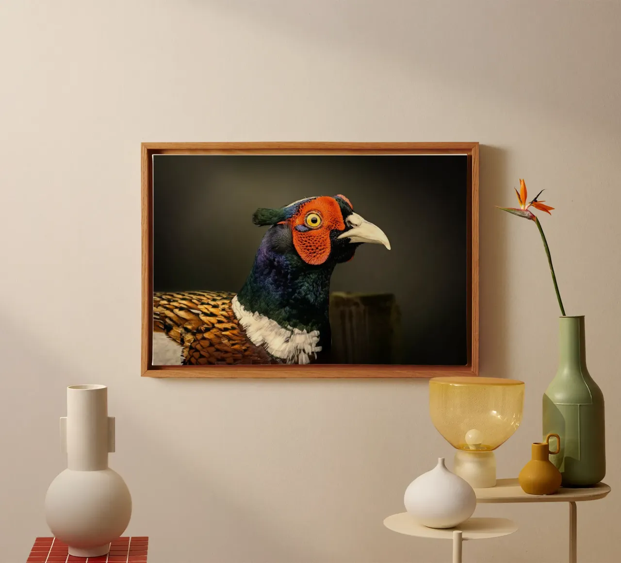 pheasant bird canvas with Floater frame by Earthly Visions