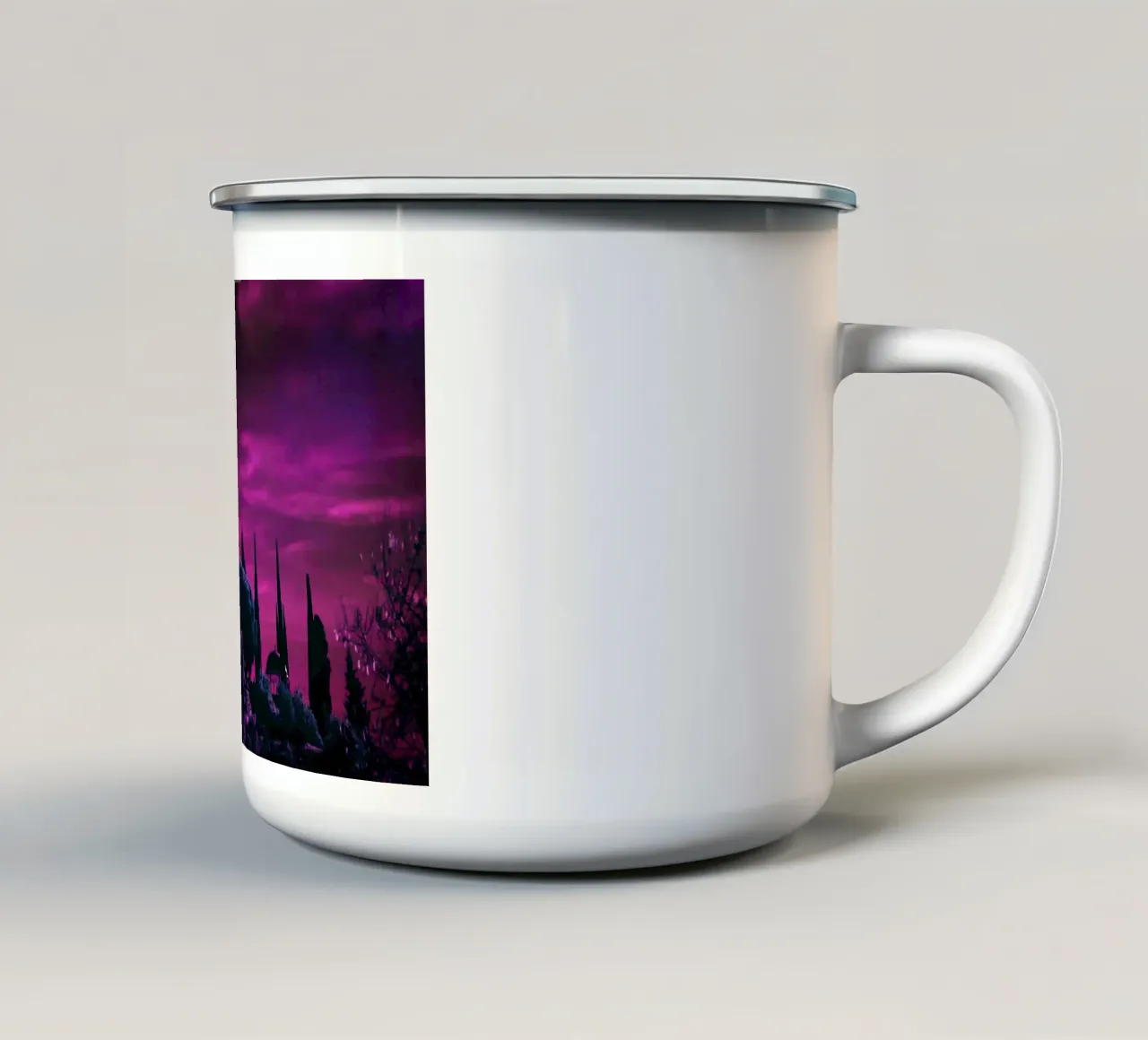 cipressi cielo viola tazza in smalto da Earthly Visions