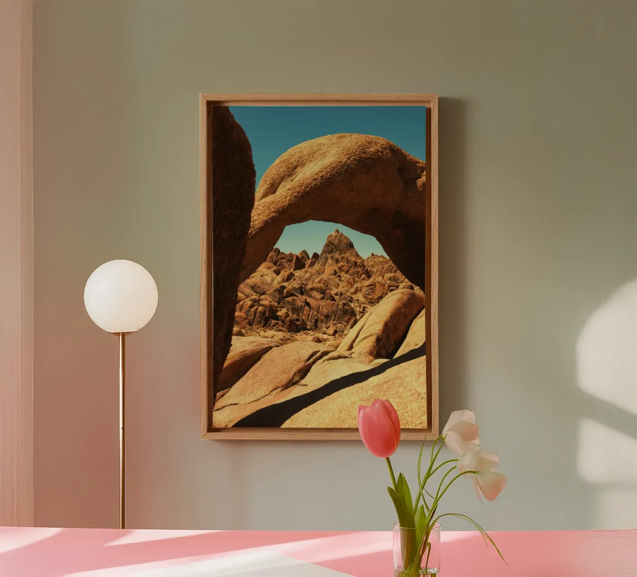 boogvormige rotsformatie canvas met Baklijst van Earthly Visions