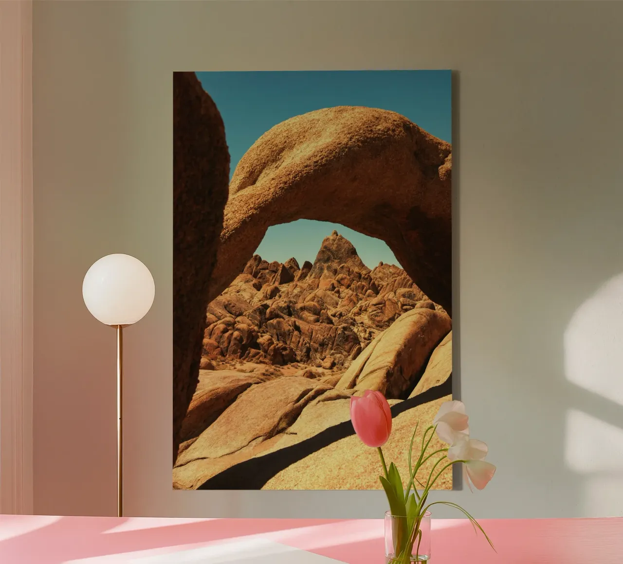 boogvormige rotsformatie canvas met Baklijst van Earthly Visions