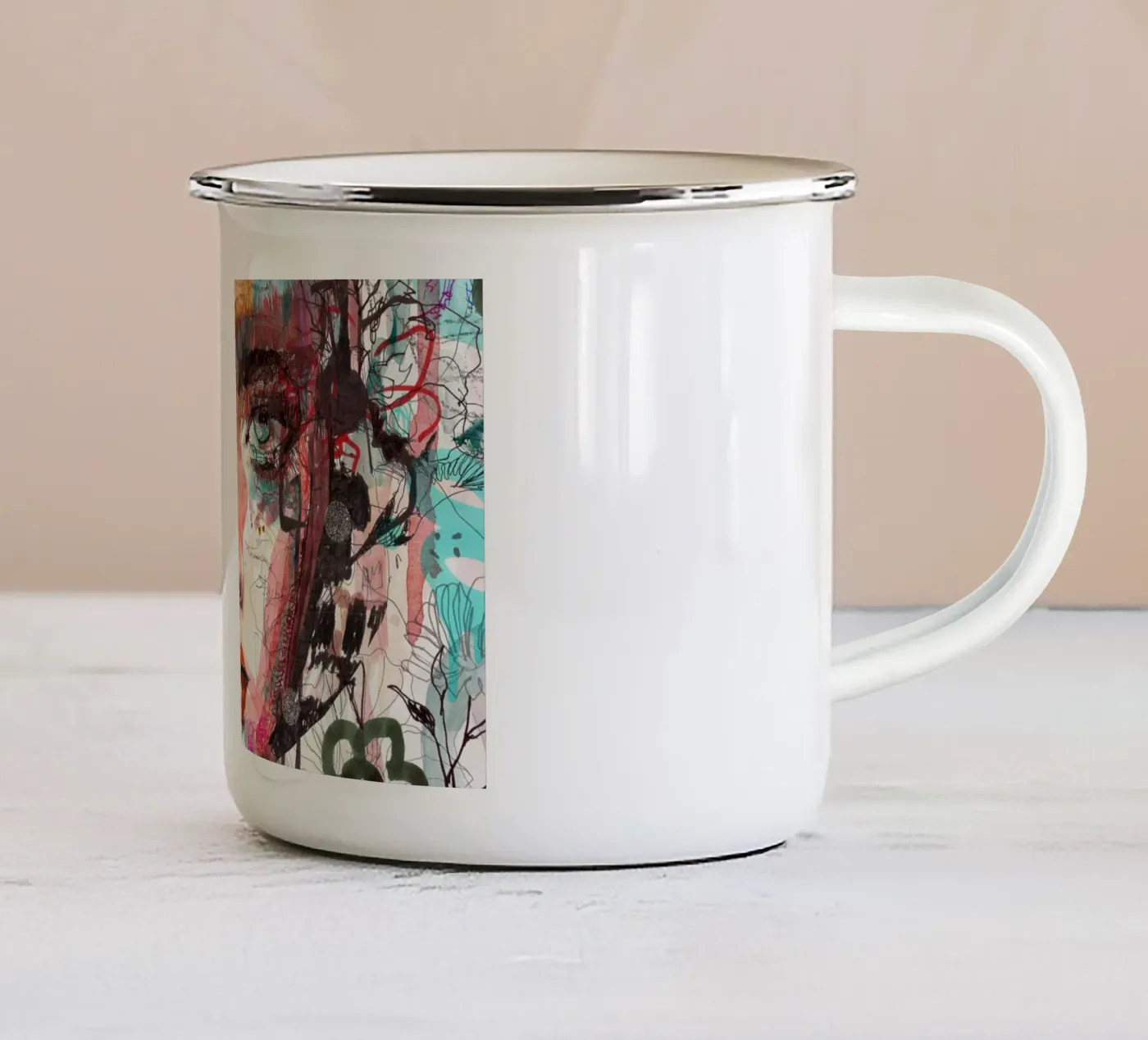 face enamel mug by Giulio Iurissevich
