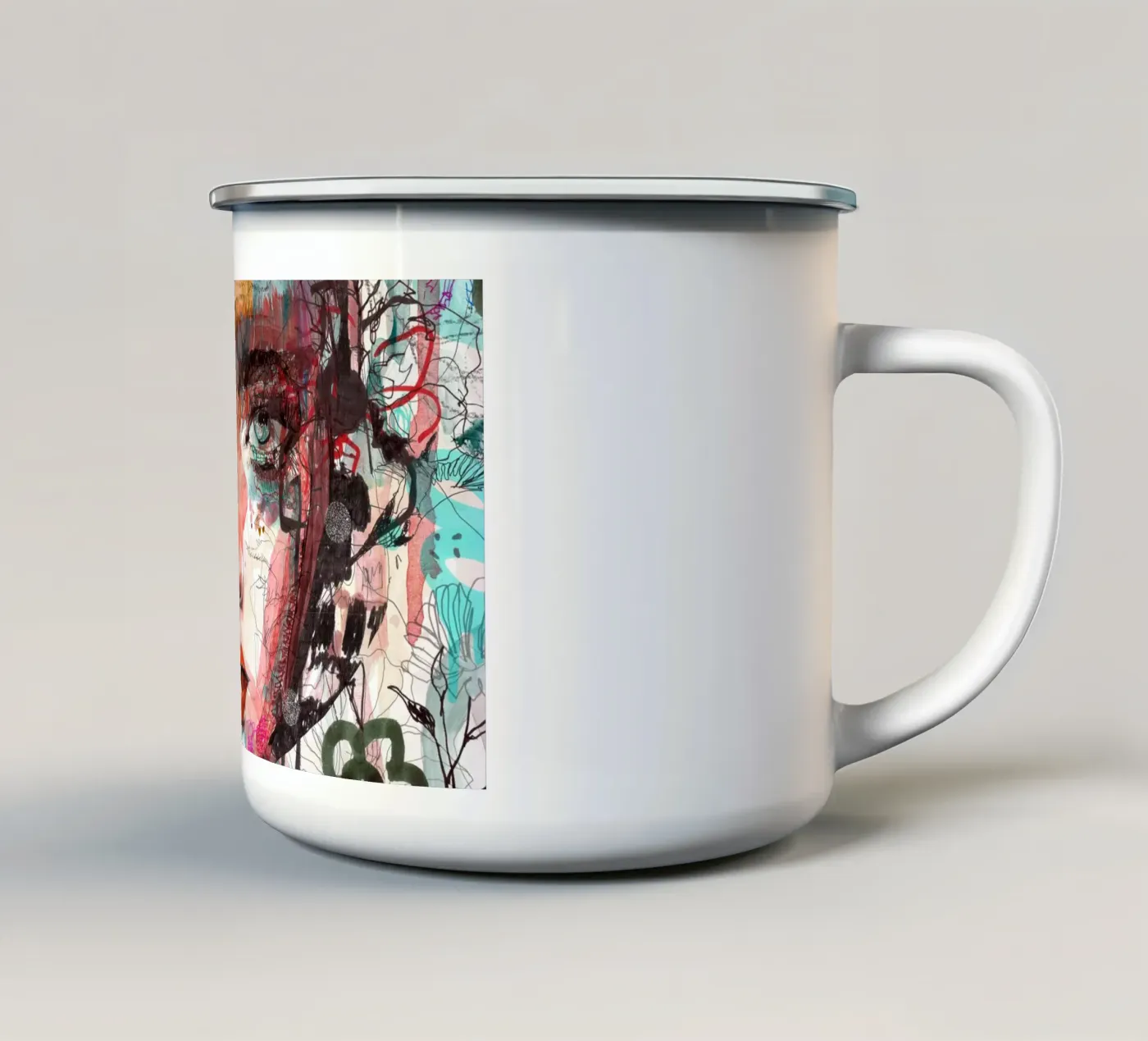 face enamel mug by Giulio Iurissevich