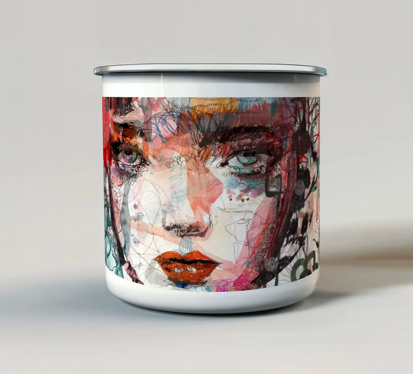 face enamel mug by Giulio Iurissevich