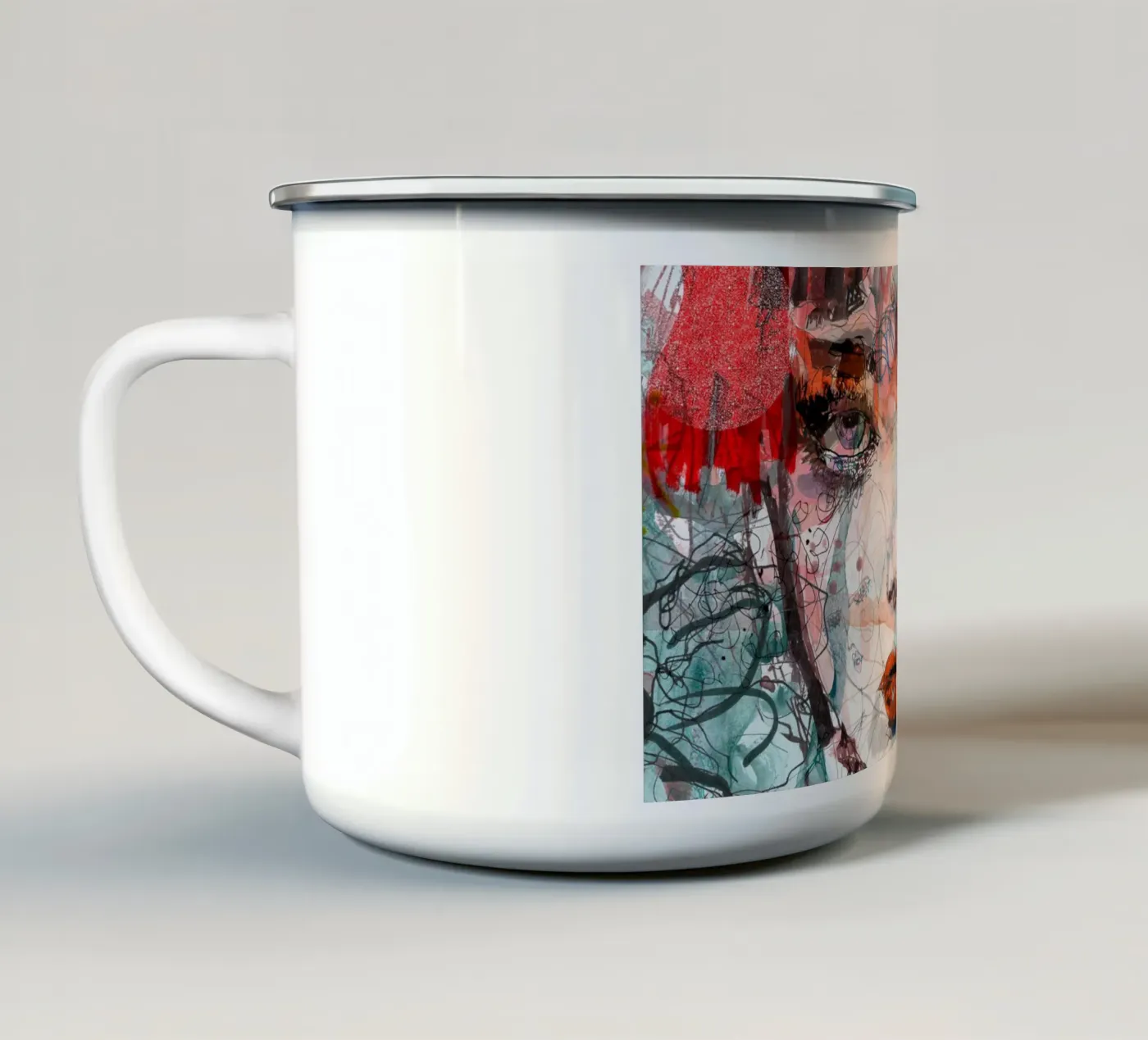 face enamel mug by Giulio Iurissevich