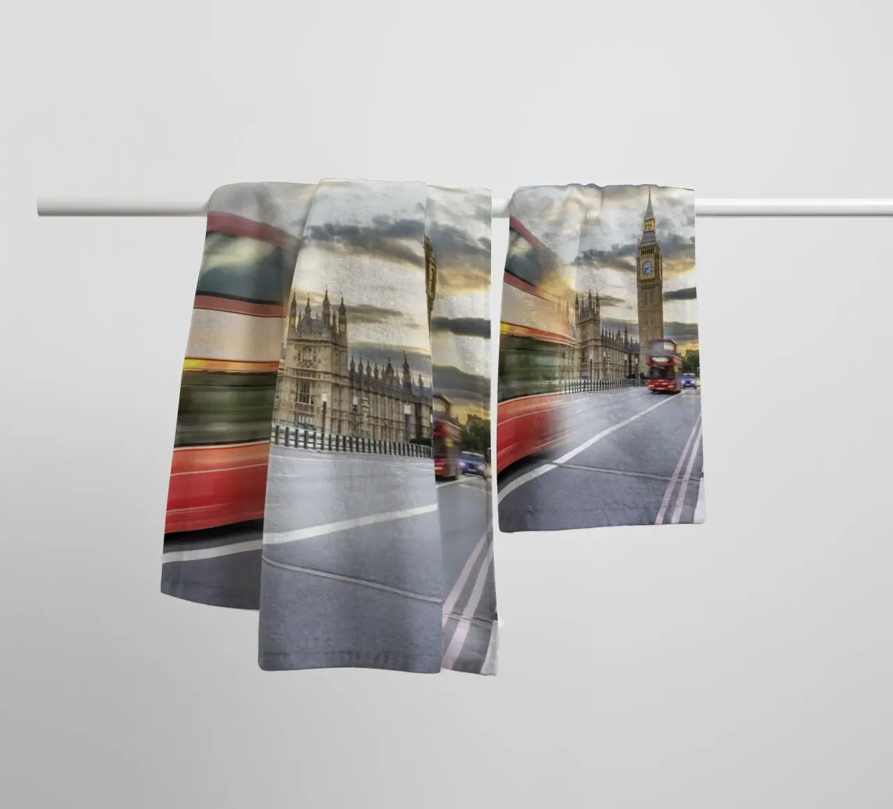 Evening dynamics on Westminster Bridge towel by Melanie Viola