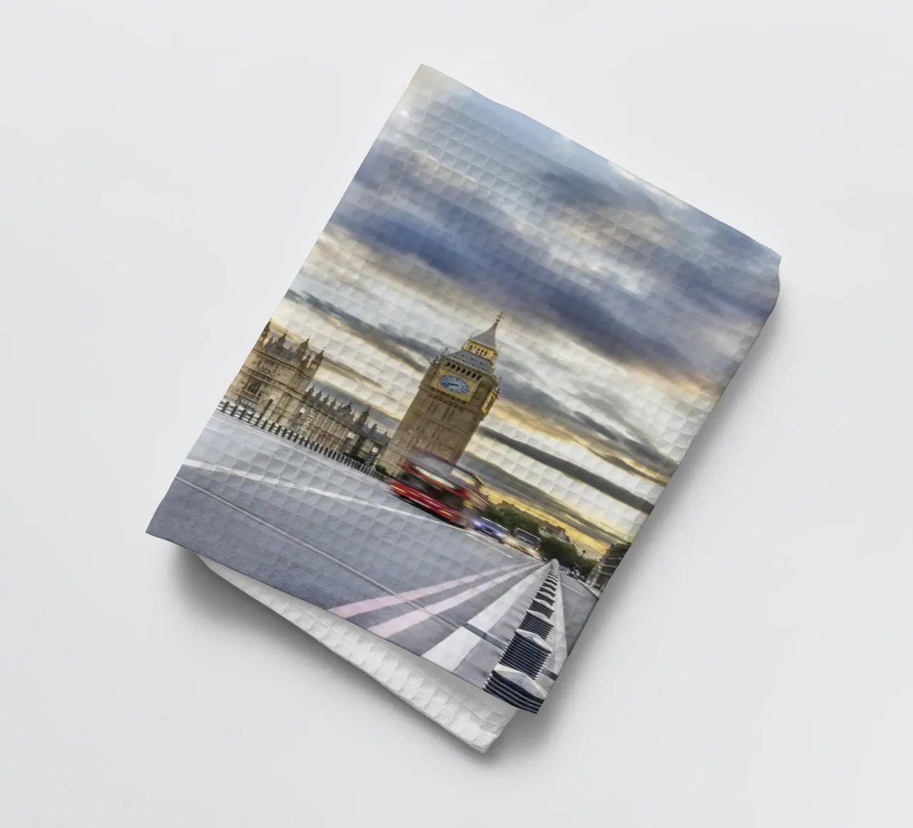 Evening dynamics on Westminster Bridge tea towel by Melanie Viola