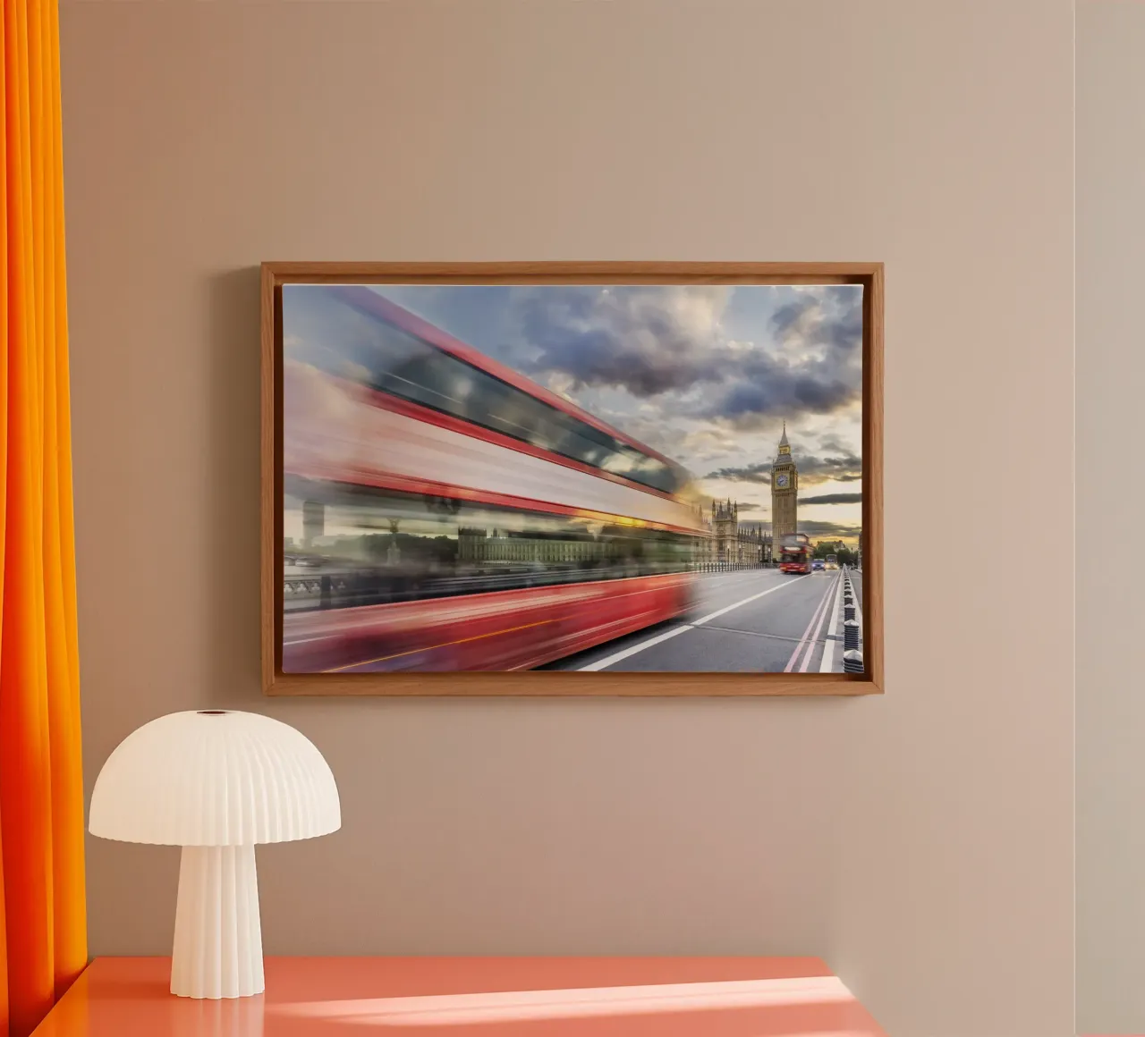Evening dynamics on Westminster Bridge canvas with Floater frame by Melanie Viola