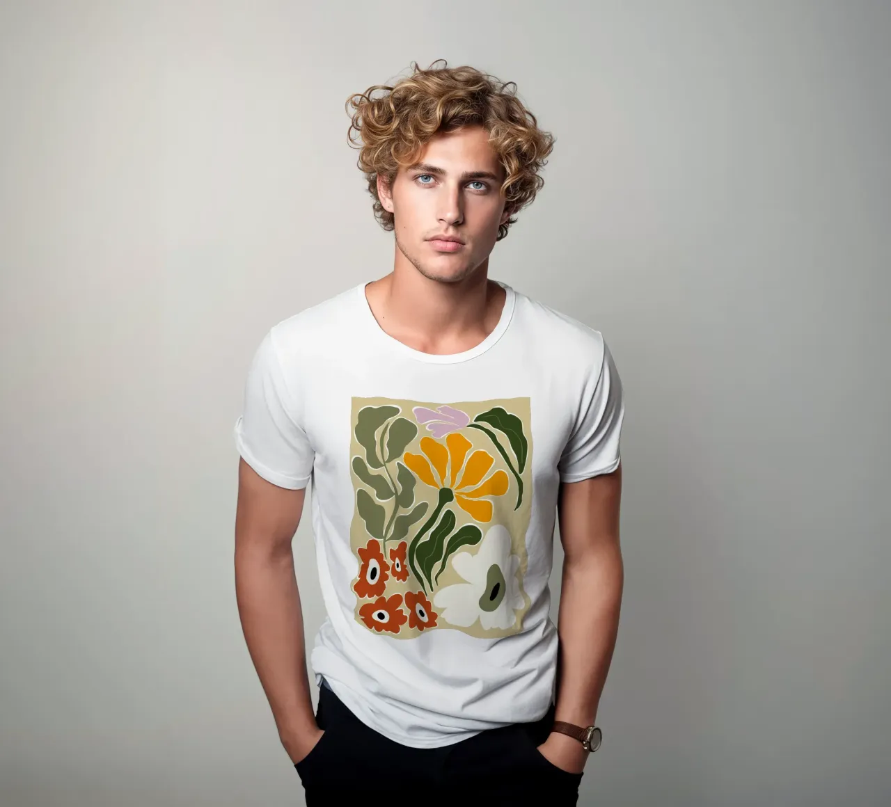 Bloomscape di metà secolo t-shirt da Miho Art Studio