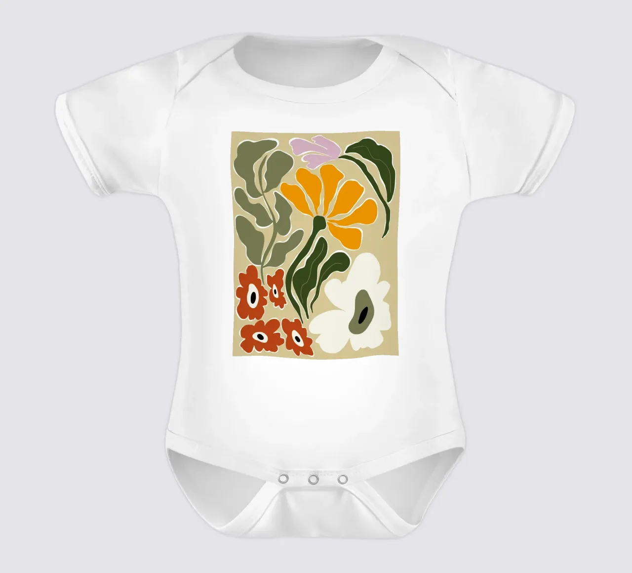 Bloomscape di metà secolo body neonato maniche corte da Miho Art Studio