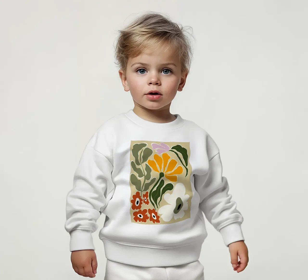 Mid-Century Bloomscape baby sweatshirt by Miho Art Studio