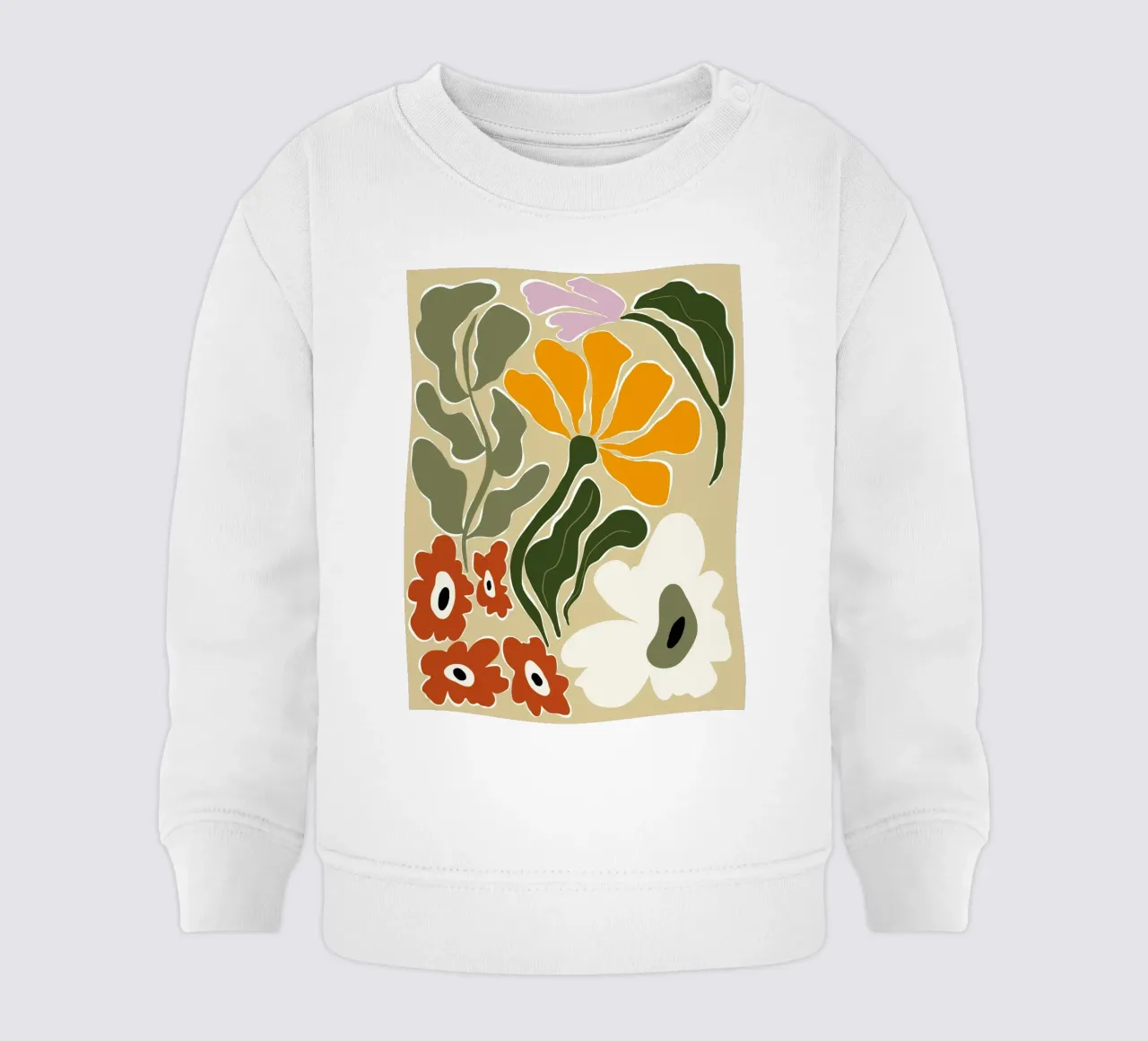 Mid-Century Bloomscape baby sweatshirt by Miho Art Studio