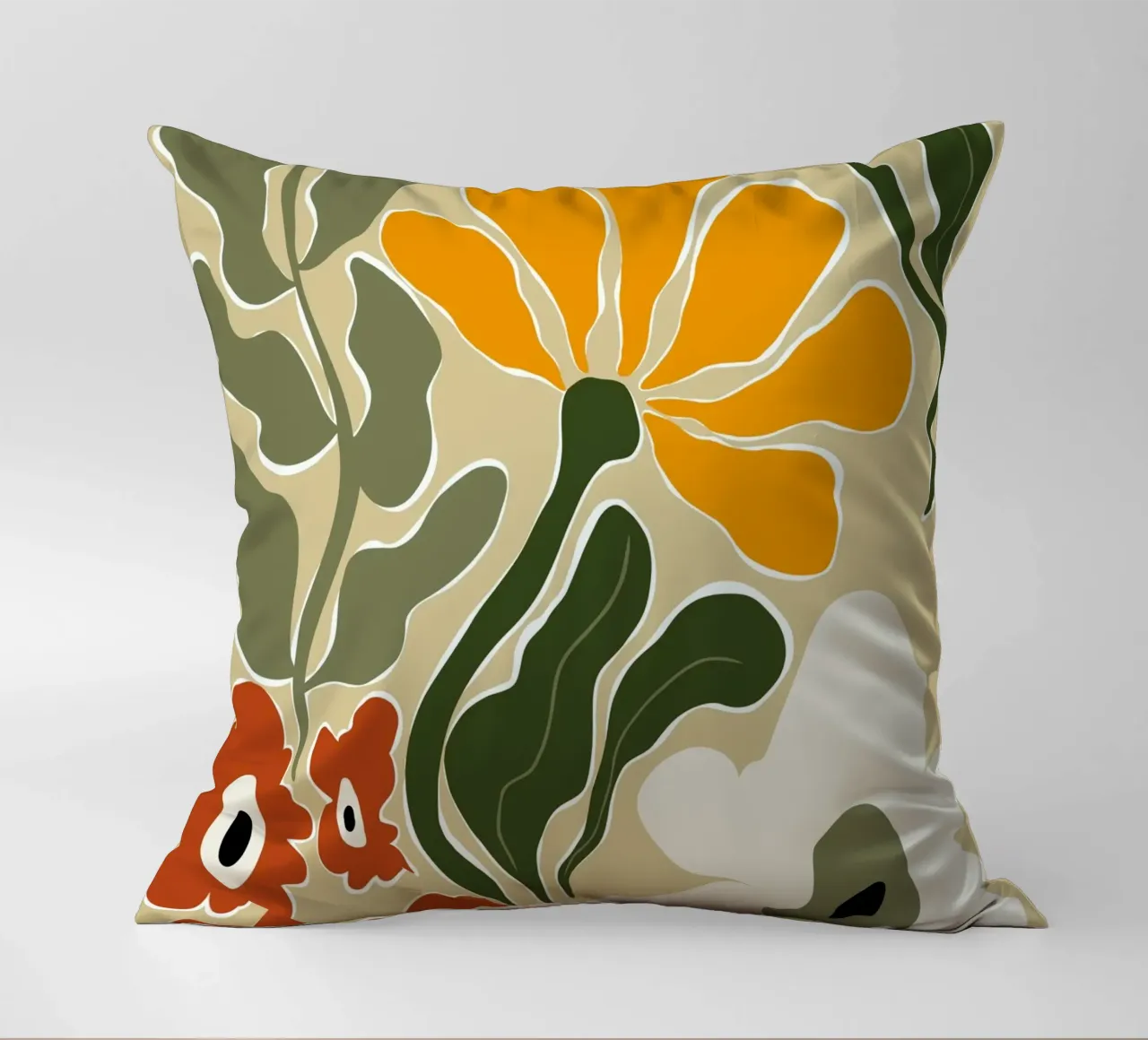 Bloomscape di metà secolo cuscino da Miho Art Studio