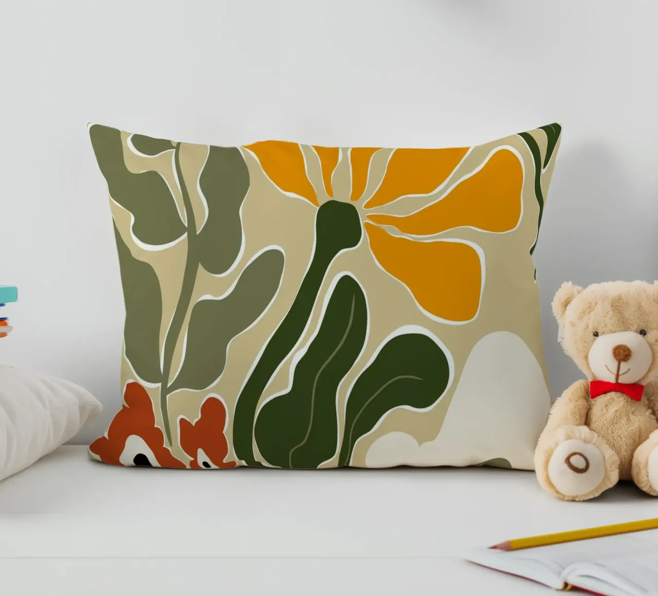 Bloomscape di metà secolo cuscino da Miho Art Studio