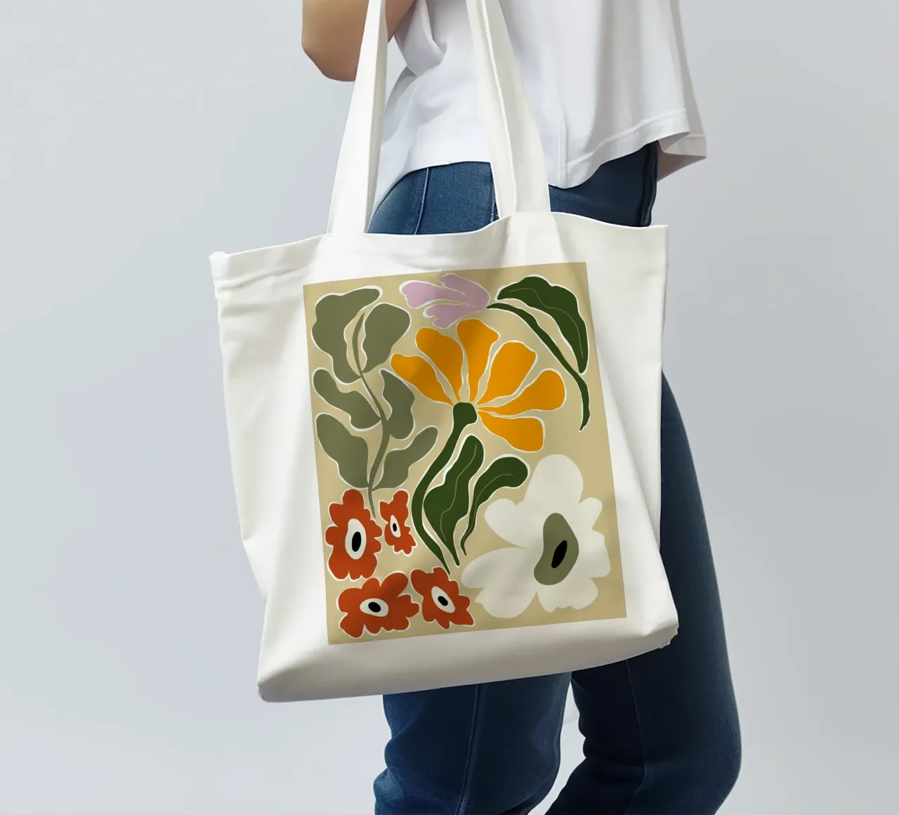 Bloomscape di metà secolo borsa in juta da Miho Art Studio
