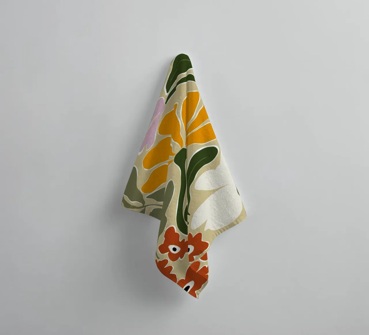 Bloomscape di metà secolo asciugamano da bagno da Miho Art Studio