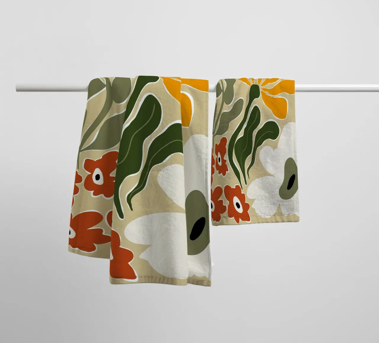 Bloomscape di metà secolo asciugamano da bagno da Miho Art Studio