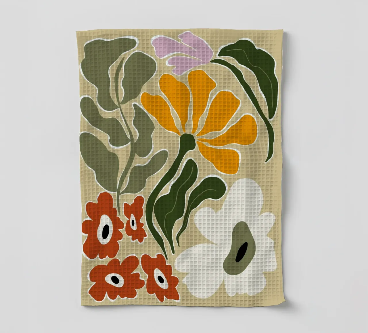 Bloomscape di metà secolo canovaccio da cucina da Miho Art Studio