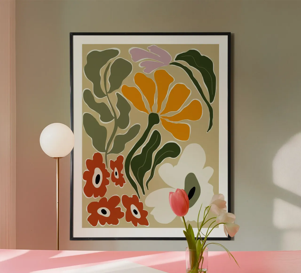 Bloomscape di metà secolo poster con telaio in plastica da Miho Art Studio